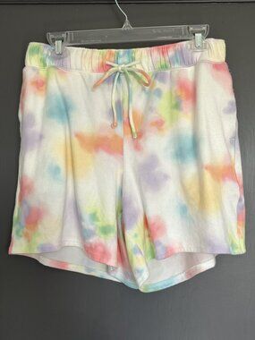 NWT Gilly Hicks Tie-Dye Pajama Lounge Shorts Rainbow Sz Large L Soft PJ Bottoms